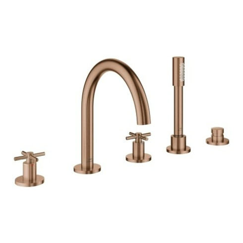 Grohe 5-Loch-Wannen-Kombination Atrio mit Kreuzgriffen, warm sunset gebürstet