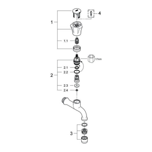 Grohe Auslaufventil COSTA DN 15, Markierung blau chrom