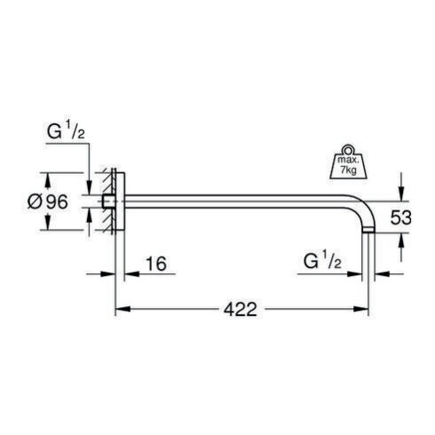 Grohe Brausearm RAINSHOWER Ausladung 422 mm chrom