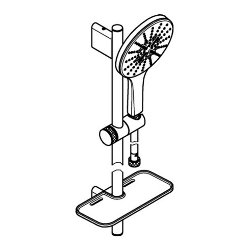 Grohe Brausestangenset Rainshower SmartActive 150 Stange 90cm, 3 Strahlarten, moon white