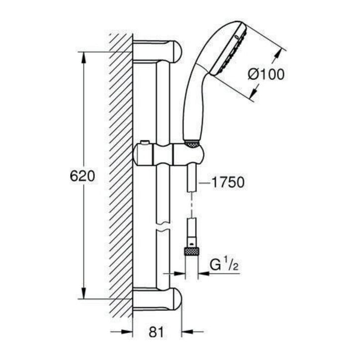 Grohe Brausestangenset TEMPESTA 100 Brausestange 600 mm chrom