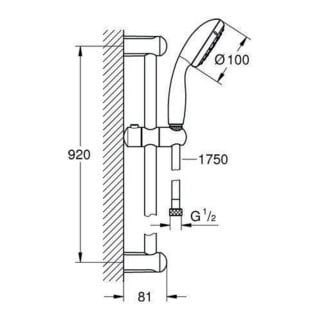 Grohe Brausestangenset TEMPESTA 100 Brausestange 900 mm chrom