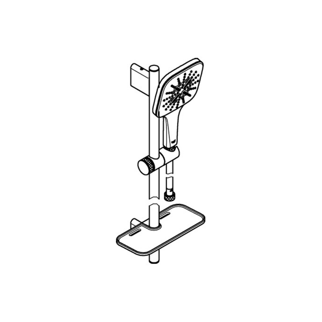 Grohe BrG Rainshower SmartActive130 Cube Barre de douche 90 cm, blanc lune