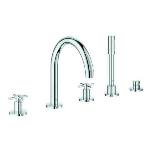 Grohe Combinaison baignoire 5 trous Atrio avec poignées croisées, chrome