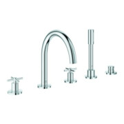 Grohe Combinaison baignoire 5 trous Atrio avec poignées croisées, chrome