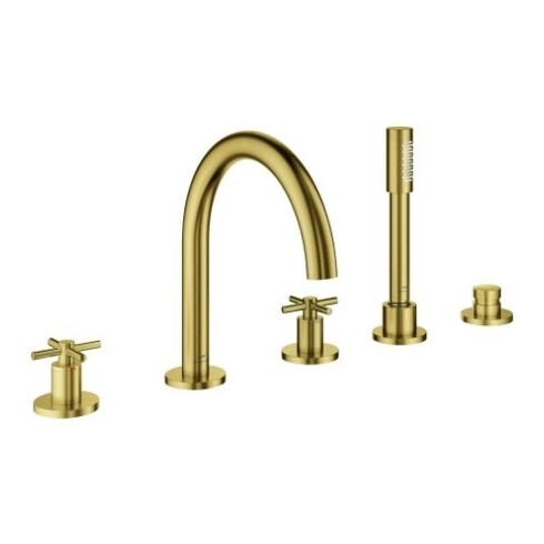Grohe Combinaison baignoire 5 trous Atrio avec poignées croisées, cool sunrise brossé