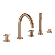 Grohe Combinaison baignoire 5 trous Atrio avec poignées croisées, warm sunset brossé