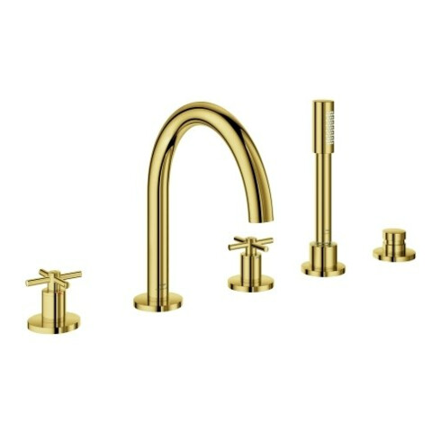 Grohe Combinaison baignoire 5 trous Atrio avec poignées croisillons, cool sunrise