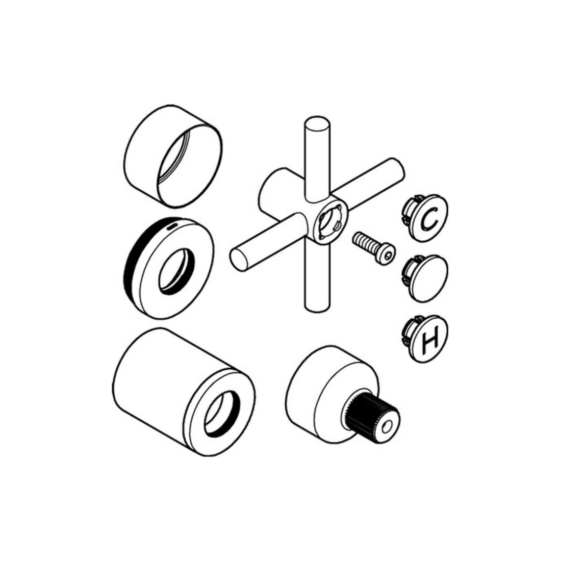 Grohe Croix de robinet 18026_3 pour Atrio 2 pcs supersteel