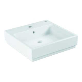 Grohe Cube Lavabo Céramique 50, 1 Trous avec Trop-plein, Blanc Alpin PureGuard