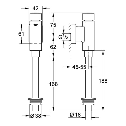 Grohe Druckspüler Rondo für Urinal, DN 15 chrom