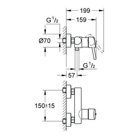 Grohe Einhand-Brausebatterie CONCETTO DN 15 chrom