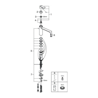 Grohe Einhand-Spültischbatterie C EUROSMART DN 15 Niederdruck, Strahlregler chrom