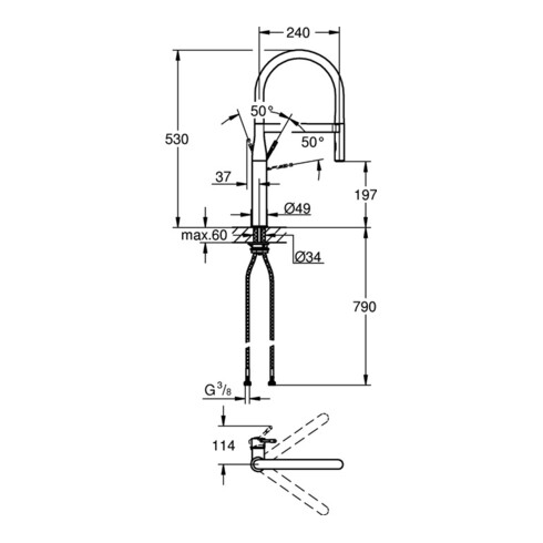 Grohe Einhand-Spültischbatterie ESSENCE DN 15, Metallbrause chrom