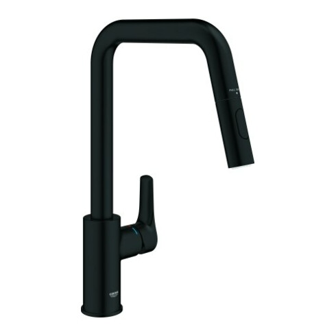 Grohe Einhand-Spültischbatterie Eurosmart 30619 h. Auslauf Dual Spülbrause matt black