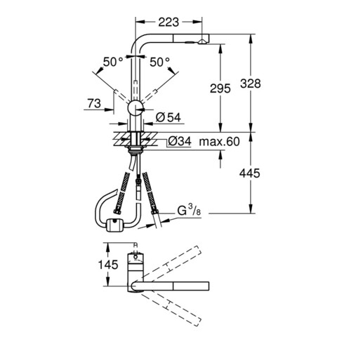 Grohe Einhand-Spültischbatterie MINTA DN 15, L-Auslauf chrom