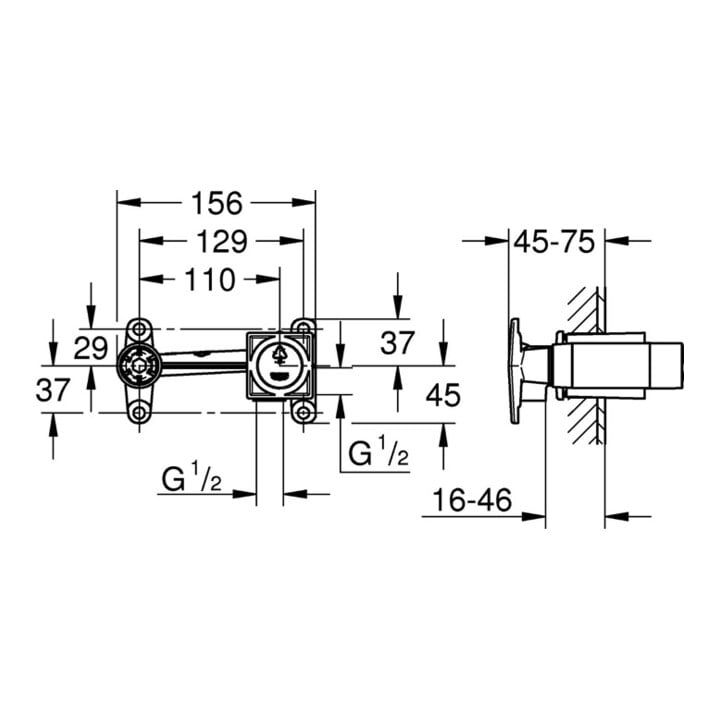 Grohe Einhand-Unterputz-Universal-Einbaukörper DN 15, für 2-Loch-Waschtischbatterien