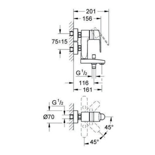 Grohe Einhand-Wannenbatterie C VERTICA EUROSTYLE DN 15 chrom