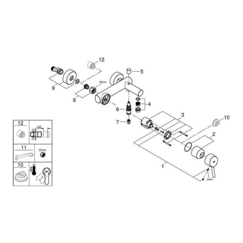 Grohe Einhand-Wannenbatterie CONCETTO DN 15 chrom