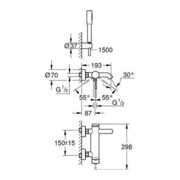 Grohe Einhand-Wannenbatterie ESSENCE DN 15, mit Brausegarnitur chrom-1