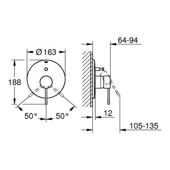 Grohe Einhand-Wannenbatterie ESSENCE Fertigmontageset für Rapido E chrom