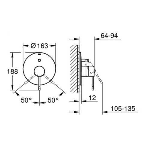 Grohe Einhand-Wannenbatterie ESSENCE Fertigmontageset supersteel