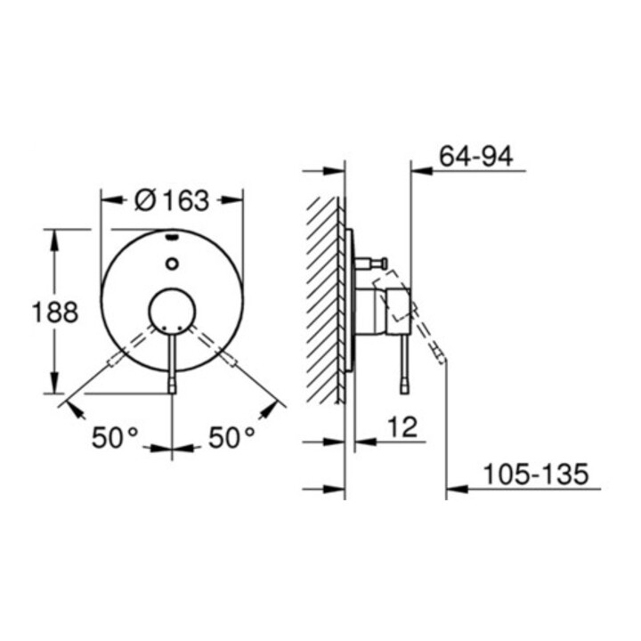 Grohe Einhand-Wannenbatterie ESSENCE Fertigmontageset supersteel