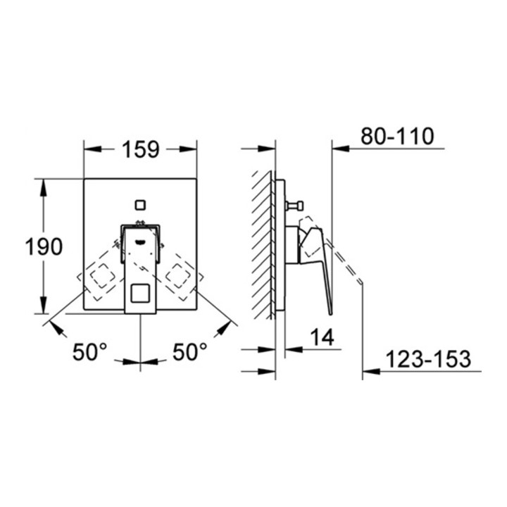 Grohe Einhand-Wannenbatterie EUROCUBE Fertigmontageset für 35501 chrom