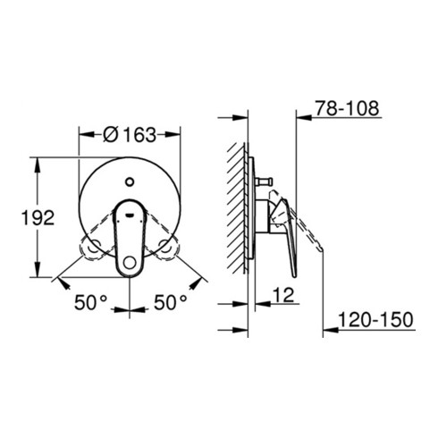 Grohe Einhand-Wannenbatterie EUROPLUS Fertigmontageset für 35501 chrom