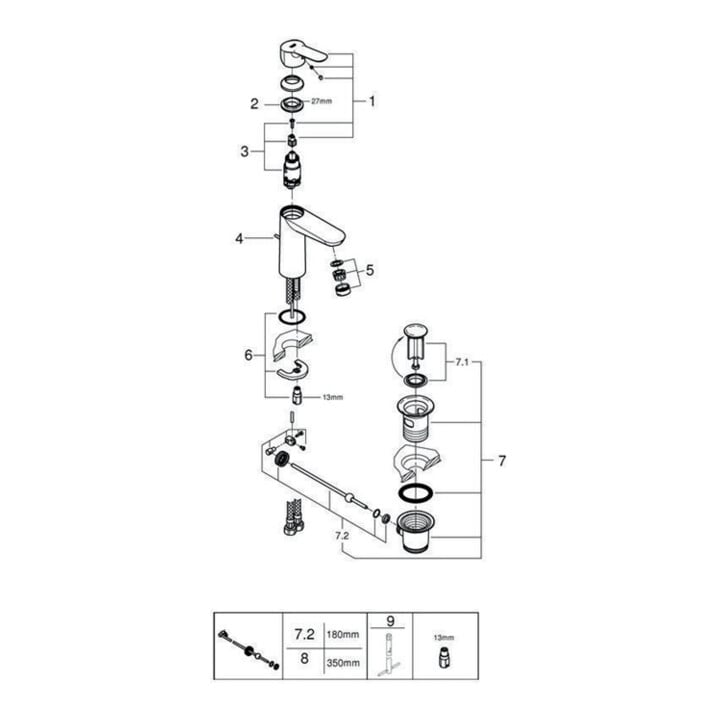 Grohe Einhand-Waschtischbatterie BAUEDGE DN 15, M-Size chrom