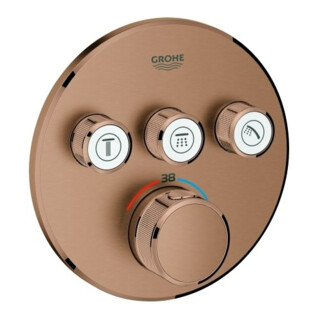 Grohe Ensemble complet Grohtherm Smartcontrol avec soleil, rond, encastré, UP-THM, 3 vannes d'arrêt