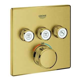 Grohe Ensemble complet Grohtherm Smartcontrol C sunr doré, angle, encastré, UP-THM, 3 vannes d'arrêt