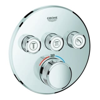 Grohe Ensemble complet Grohtherm Smartcontrol chr, rd, thermostat encastré, 3 vannes d'arrêt