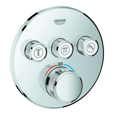 Grohe Ensemble complet Grohtherm Smartcontrol chr, rd, thermostat encastré, 3 vannes d'arrêt