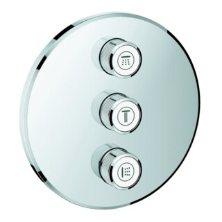 Grohe Ensemble complet Grohtherm Smartcontrol chrome, rond, valve encastrée 3 voies