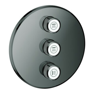 Grohe Ensemble complet Grohtherm Smartcontrol graphite dur, rond, valve encastrée 3 voies