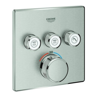 Grohe Ensemble complet Grohtherm Smartcontrol superposé, angle, UP-THM, 3 vannes d'arrêt