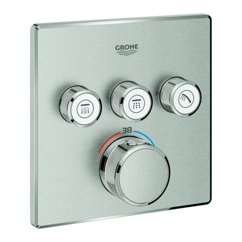 Grohe Ensemble complet Grohtherm Smartcontrol superposé, angle, UP-THM, 3 vannes d'arrêt