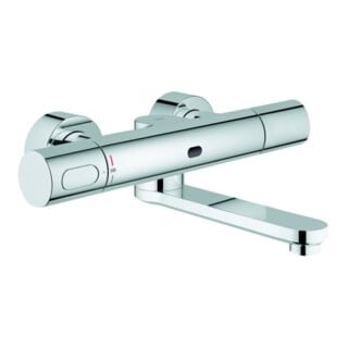 Grohe Eurosmart CE Robinet lavabo mural infrarouge Sortie 25,5 cm, chrome, Batt. 6 V, avec THM