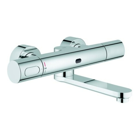 Grohe Eurosmart CE Robinet lavabo mural infrarouge Sortie 25,5 cm, chrome, Batt. 6 V, avec THM
