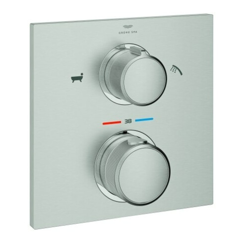 Grohe Fertigmontageset Allure UP-Wannen-Thermostat, 2-W.-Umstg., supersteel