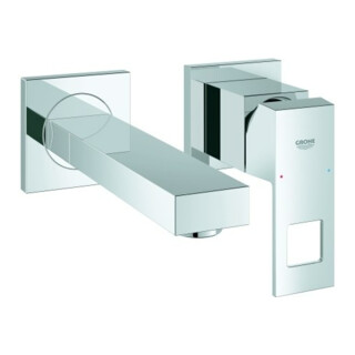 Grohe Fertigmontageset Eurocube chr, 2-Loch-Waschtisch-Wandarmatur, Ausl. 17,1cm