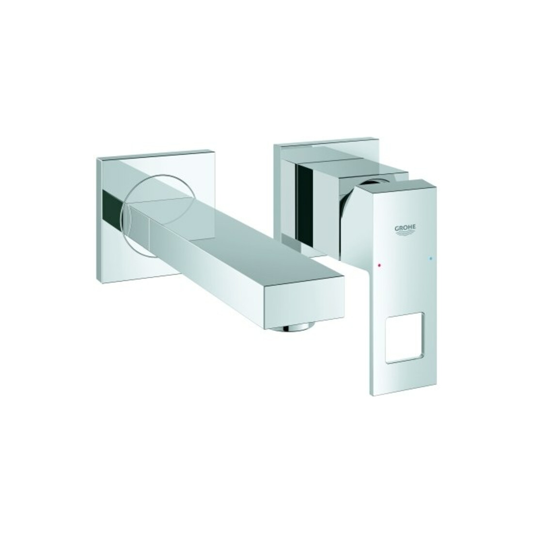 Grohe Fertigmontageset Eurocube chr, 2-Loch-Waschtisch-Wandarmatur, Ausl. 17,1cm