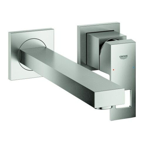 Grohe Fertigmontageset Eurocube sst, 2-Loch-Waschtisch-Wandarmatur, Ausl. 231mm