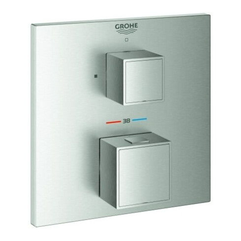 Grohe Fertigmontageset Grohtherm Cube UP-Brausethermostat, m Absperrventil, supersteel