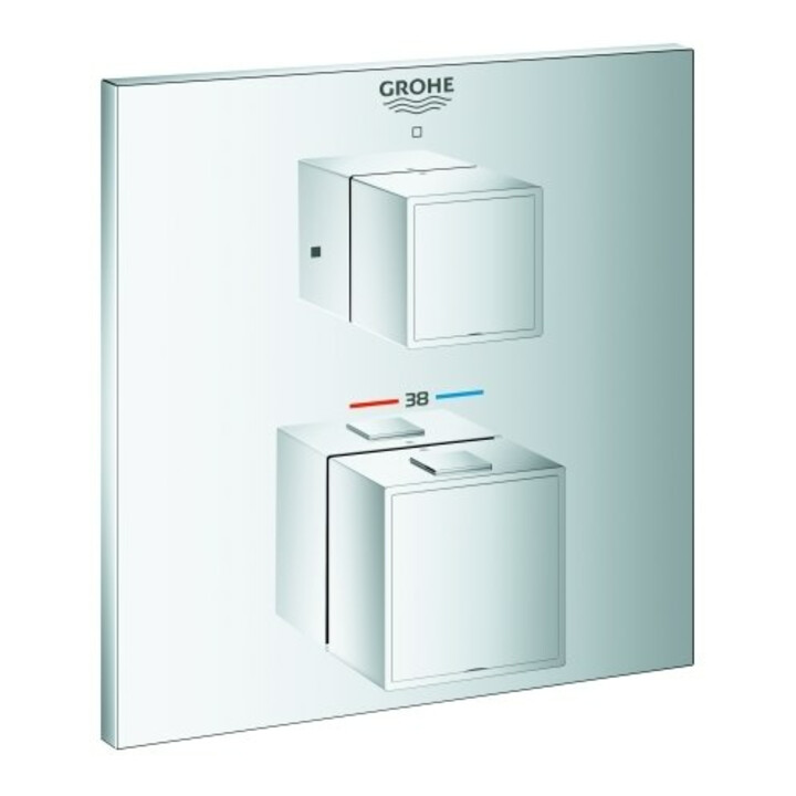 Grohe Fertigmontageset Grohtherm Cube UP-Brausethermostat, mit Absperrventil, chrom