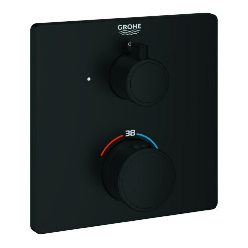 Grohe Fertigmontageset Grohtherm UP-Brause-Thermostat, eckig, matt black