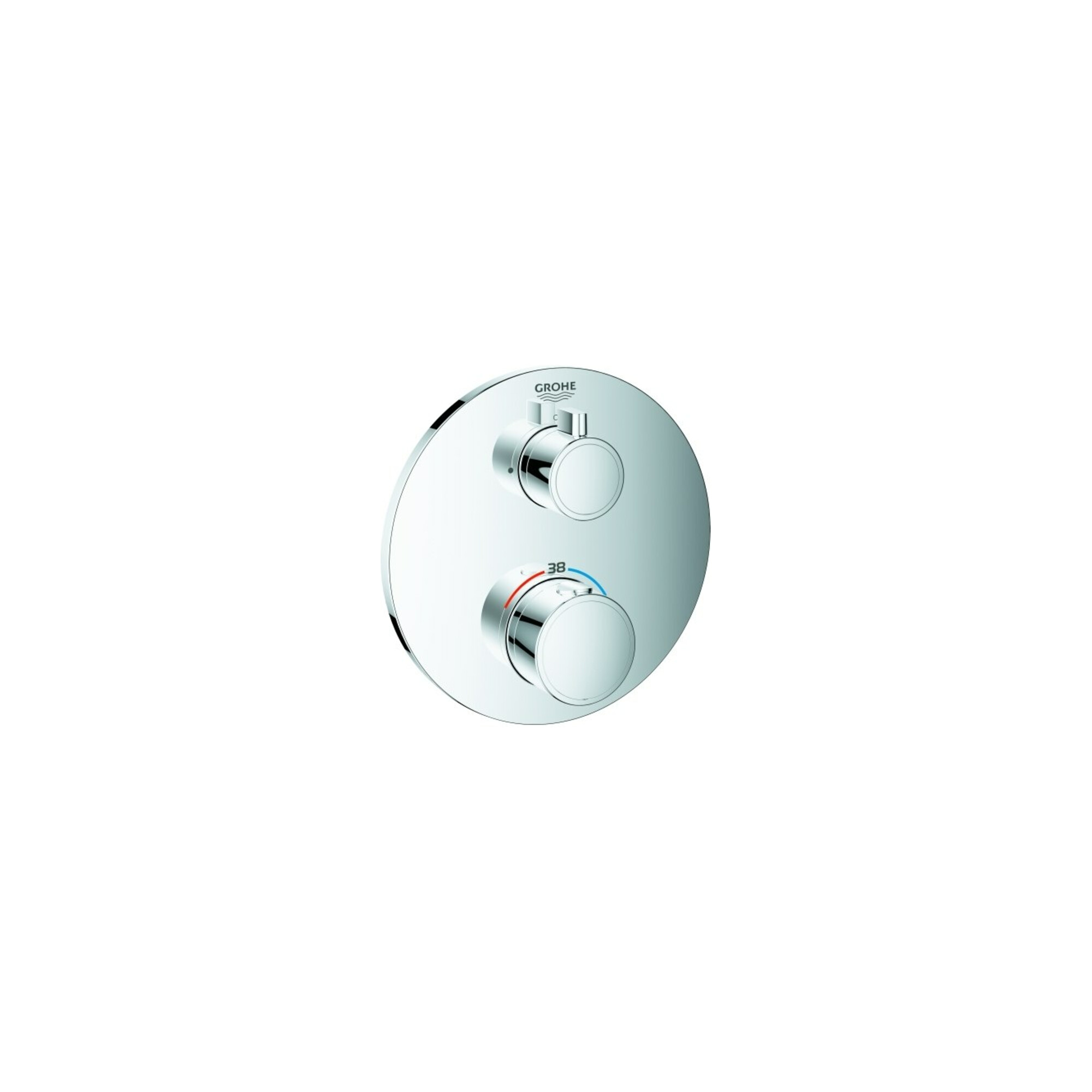 Grohe Fertigmontageset Grohtherm UP-Brausethermostat, m 1 Absperrventil, rd, chr