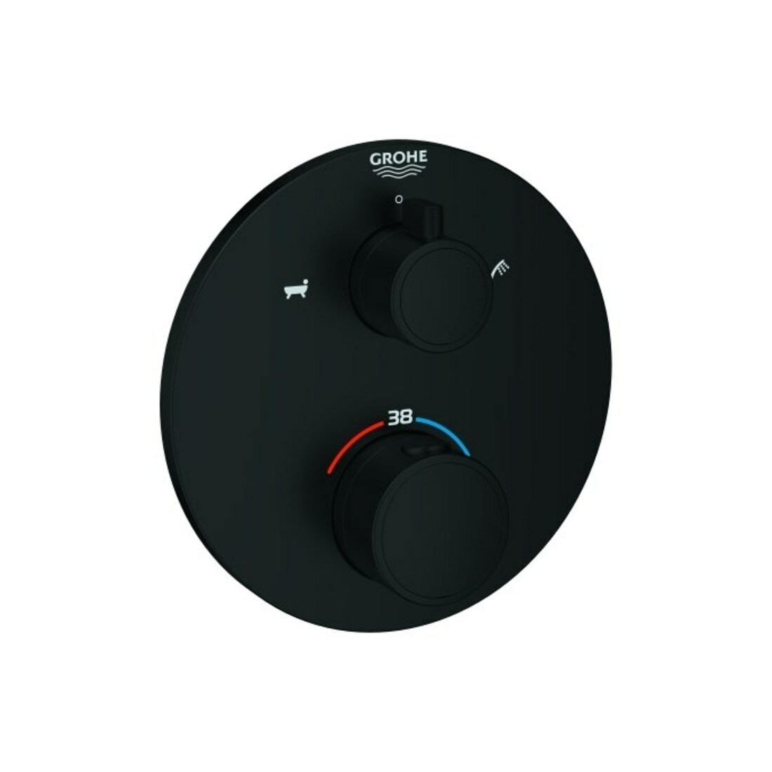 Grohe Fertigmontageset Grohtherm UP-Wannen-Thermostat, m 2-W.-Umstg., rd, ma bla