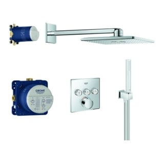 Grohe Fertigmontageset SmartControl Unterputz-Duschsystem, m 3 Absperrventil, eck., chr